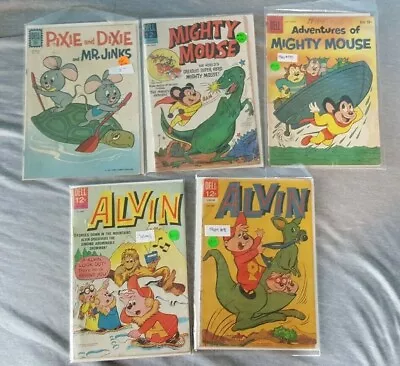 5 Comic Lot Alvin #8 12 Pixie & Dave & Mr.Jinks #1196 Mighty Mouse #145 170  • $74