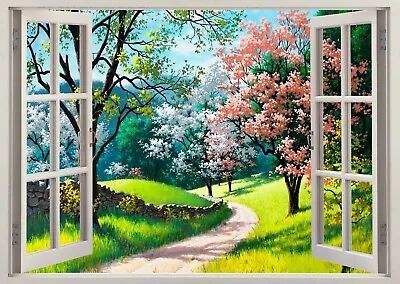 Nature Beautiful Flowers Trees 3d Smashed View Wall Sticker Poster Bedroom Z571 • £13.99