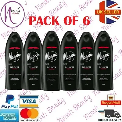 (PACK OF 6) Magno Black Enegy Spanish Shower Gel/ Body Wash La Toja 550 Ml • $45.85