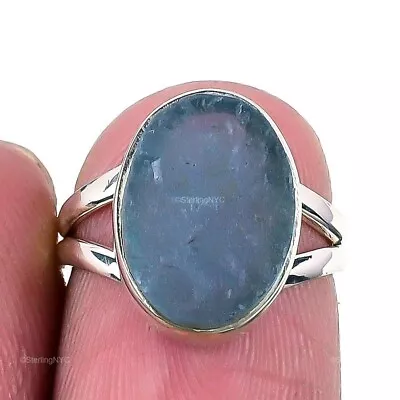 Natural Aquamarine Gemstone 925 Sterling Silver Statement Ring Size 5 For Girls • $8.99