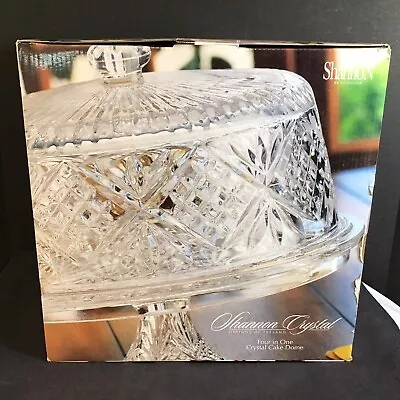 Vintage Shannon By Godinger Clear Crystal Four In One Cake Dome 10” NIB • $49.95