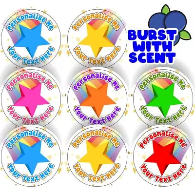 120 Personalised Rainbow Stars Stickers Mixed Berry Scented 30mm Reward Stickers • £4.98