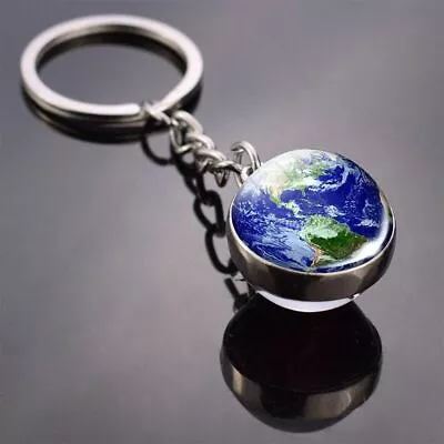 1pc Vintage World Map Keychain Double Side Glass Ball Pendant Keyring Jewelry Gi • $12.86