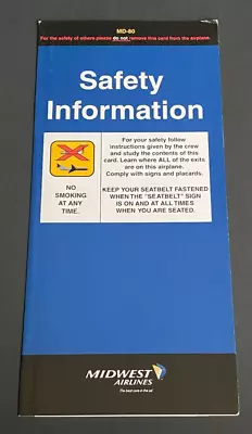 Midwest Airlines MD-80 Safety Card - 11/04 • $9.99