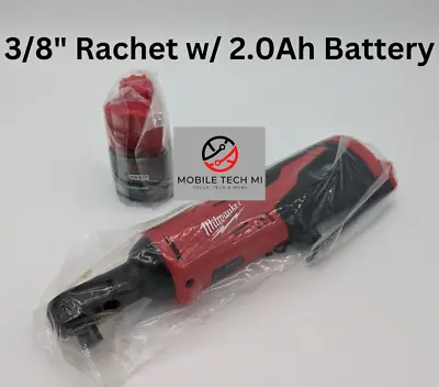 NEW Milwaukee M12 Cordless 3/8  Ratchet 2457-20 W/ CP2.0 2.0Ah Battery • $119.98
