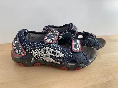 GEOX  Boys Blue Silver Red Dinosaur Shoes Shoe SANDALS  Strap Sz  EU 30 US 12 • $9.99