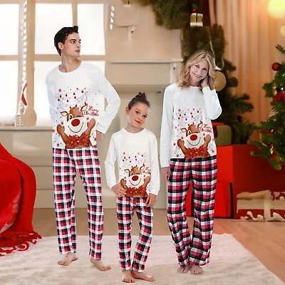 Christmas Elk PJs Family Matching Sleepwear Xmas Boy Girl Pyjamas PJs Set New • £8.99