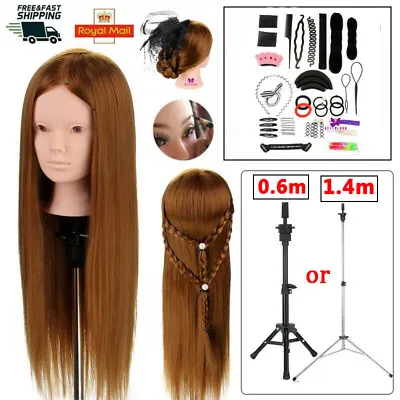 £30.59 • Buy 24'' Salon Long Training Head Make-up Mannequin Doll Clamp Hairdressing Practice