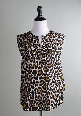 J.CREW NWT $98 Leopard Cap Sleeve 100% Silk Pleated Blouse Top Size 0 • $24.99