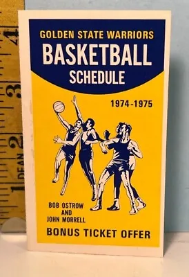 1974-75 Golden State Warriors Basketball Schedule John Ostrow & Morrell Meats • $21