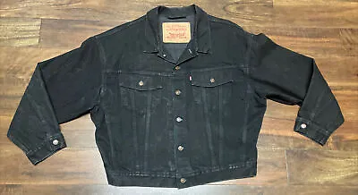 Vtg 90s Levis Usa (L) Black Coat Jean 70598-4159 50/32” Jacket • $225