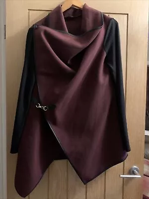 £6.99 • Buy NEW Women's Quiz Black Burgundy Wrap Over Cardigan Jacket  Large