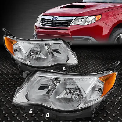 For 09-13 Subaru Forester Oe Style Chrome Housing Amber Corner Headlight Lamps • $168.88