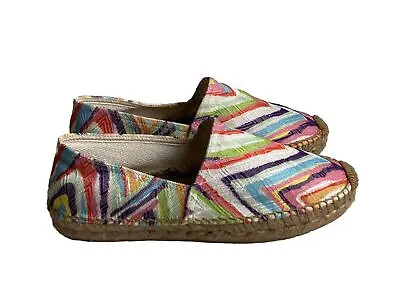 MISSONI Chevron Zigzags Raffia-Espadrilles Shoes Size 8.5 Multicolor (MSRP $490) • $150