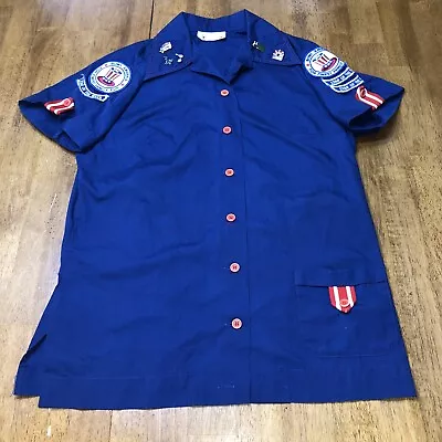 VINTAGE King Louie Ladies USA Bowling Shirt US Size 32 1970s W/ PINS AND PATCHES • $39.99