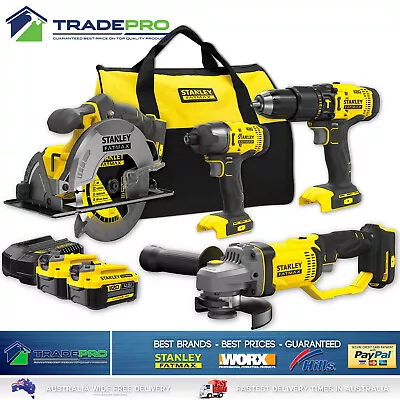 Stanley® Combo Kit 8pc 18V Fatmax Drill Impact Driver Grinder Circular Saw Set • $487