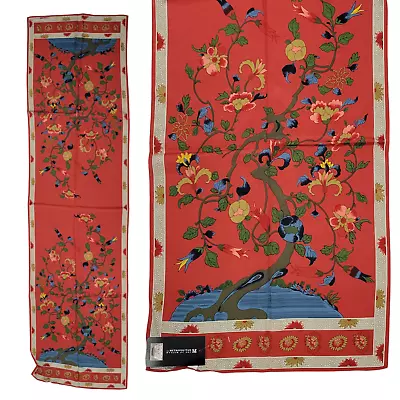 NWT METROPOLITAN MUSEUM OF ART Rectangle Scarf 62 X17  Silk Qing Tree Red Floral • $60