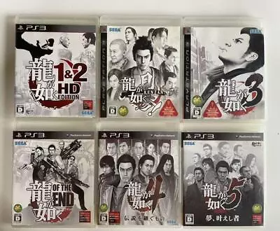 Lot 6 Ryu Ga Gotoku 1 & 2 Hd 3 4 5 Kenzan OF THE END Set PS3 Japan Ver. Yakuza • $98.03