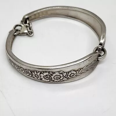 Vintage Sterling Silver Spoon Bracelet Rose Pattern • $44.99