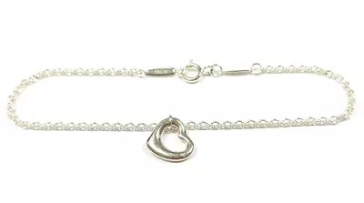 Tiffany & Co. Sterling Silver Elsa Peretti Small Open Heart Bracelet 7.25  • $199