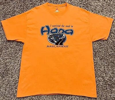 Hana Highway Maui Hawaii I Survived The Road To Hana Men's Orange T-Shirt XL • $19.99