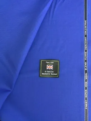 £18.99 • Buy 1 Metre Royal Blue Super 100's Wool Blend & Silk Suit Uniform Fabric. 280g 