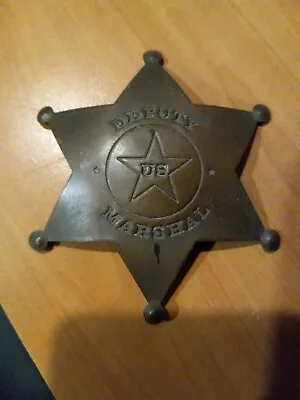 Vintage BRASS U.S Marshal Deputy OK Terr. Badge Six Point Star Design • $50