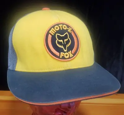 Vintage MOTO-X FOX Yellow Brimmed Snap Back RARE!!! OSFM • $23.89