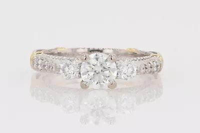 Verragio .74ctw Diamond Three-Stone Engagement Ring 18k Multi-Tone Gold Size 4.5 • $1595.99