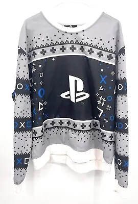 2019 Sony PlayStation Holiday Sweater Adult Mens 2X Long Sleeve Grey • $22.32