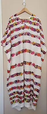 Vintage Sears Hawaiian Mumu Kaftan Floral Hisbiscus House Dress Sz O/S 70s READ • $34.99