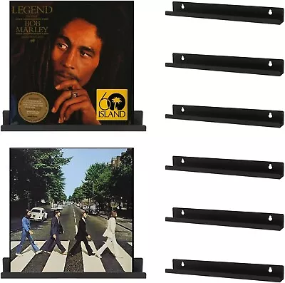 6 Pcs Vinyl Record Wall Mount 15 Inch Metal Wall Shelf Mount Black Album Holder • $12.99