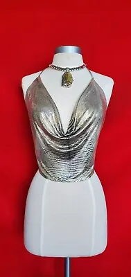 Vintage Whiting And Davis Silver Chainmail Sexy Top Size S • £924.92