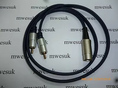 PD1 Gold OFC Phono RCA To Gold 5 Pin Din Cable Lead Suit Quad FM4 Tuner 1m • £22.95