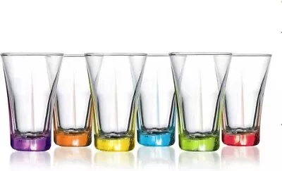 6 Pack Coloured Tumbler Drinking Glasses 100 Ml Small Size • £13.62