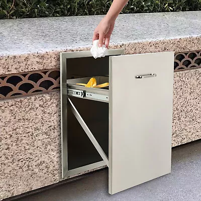 17.7x22.8 In Outdoor Kitchen Drawer BBQ Island Narrow Trash Bin Stainless Steel • $265.99