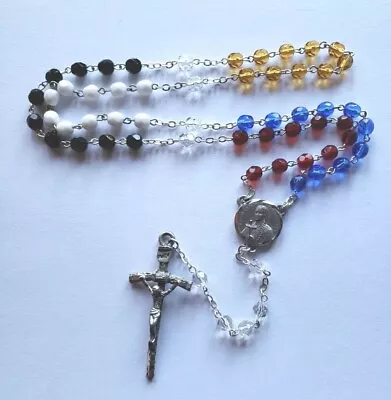Vtg New Rosary Beads Glass St Kateri Tekakwitha Lily Of Mohawks Medal Crucifix   • $18