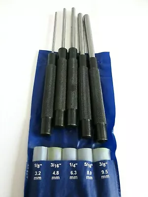 5 Piece 8  Long Drive Pin Punch Set 1/8 3/16 1/4 5/16 & 3/8 Pouch May Be Torn • $11.95