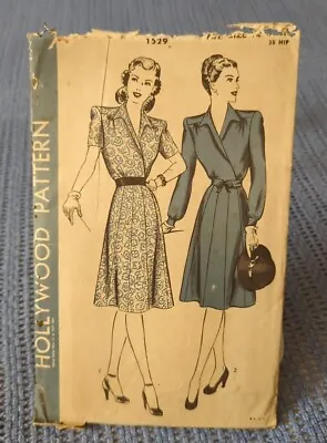 Vintage HOLLYWOOD PATTERN Unprinted SEWING PATTERN #1529 ~ ONE PIECE DRESS • $16.50