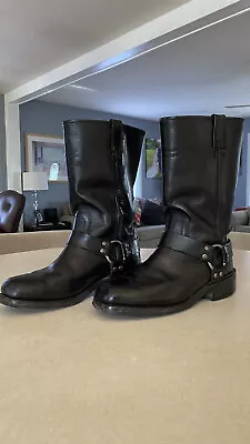 MEN'S HARLEY DAVIDSON BLACK Genuine LEATHER MOTORCYCLE BOOTS SIZE 9 Model 93354  • $37.99