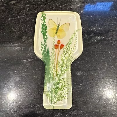 Vtg 70s Resin Retro Mid Century Butterfly Fern Spoon Rest Kitchen Boho Decor • $19.99