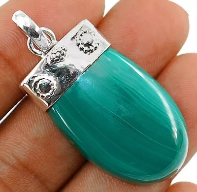 Natural 12G Malachite 925 Solid Sterling Silver Pendant JH3-8 • $30.99
