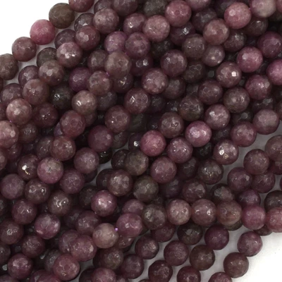 $7.99 • Buy Faceted Purple Lepidolite Round Beads Gemstone 15.5  4mm 6mm 8mm 10mm 12mm