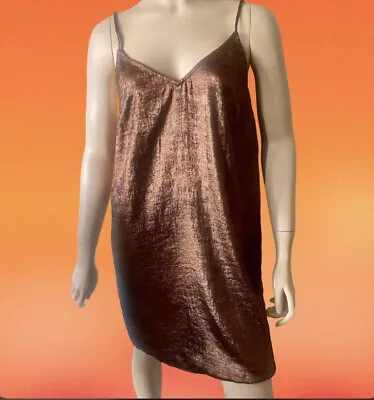 A New Day Womens Bronze Metallic Slip Dress - Size Small • £9.63