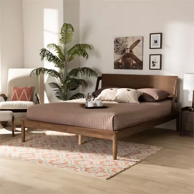 Bowery Hill Ash Walnut Brown Finished Wood King Size Platform Bed • $443.99