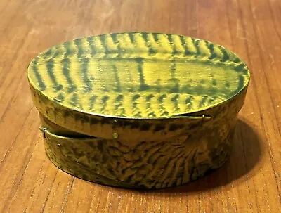 Vintage Smaller Shaker Style Oval Box With Green Grain Painted Surface • $17.99