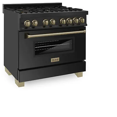 NEW ZLINE 36  Dual Fuel Range Gas Stove Electric Oven BLACK STAINLESS RABZ-36-CB • $4399