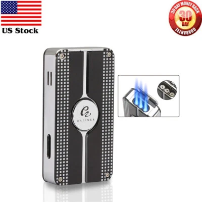 TISFA Torch Lighter Triple Jet Flame Cigar Lighter, Refillable Butane Lighter With Built In Cigar Punch And Fuel Visible Window, Adjustable Windproof Pocket Lighters For Smoking With Gift Box (Red - Foto 4