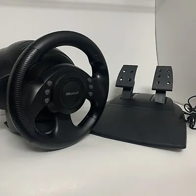 Microsoft SideWinder Precision Racing Wheel USB With Pedals Tested Works In Box • $49.99