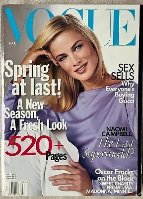 VOGUE Magazine March 1999 Carolyn Murphy Cover • $28